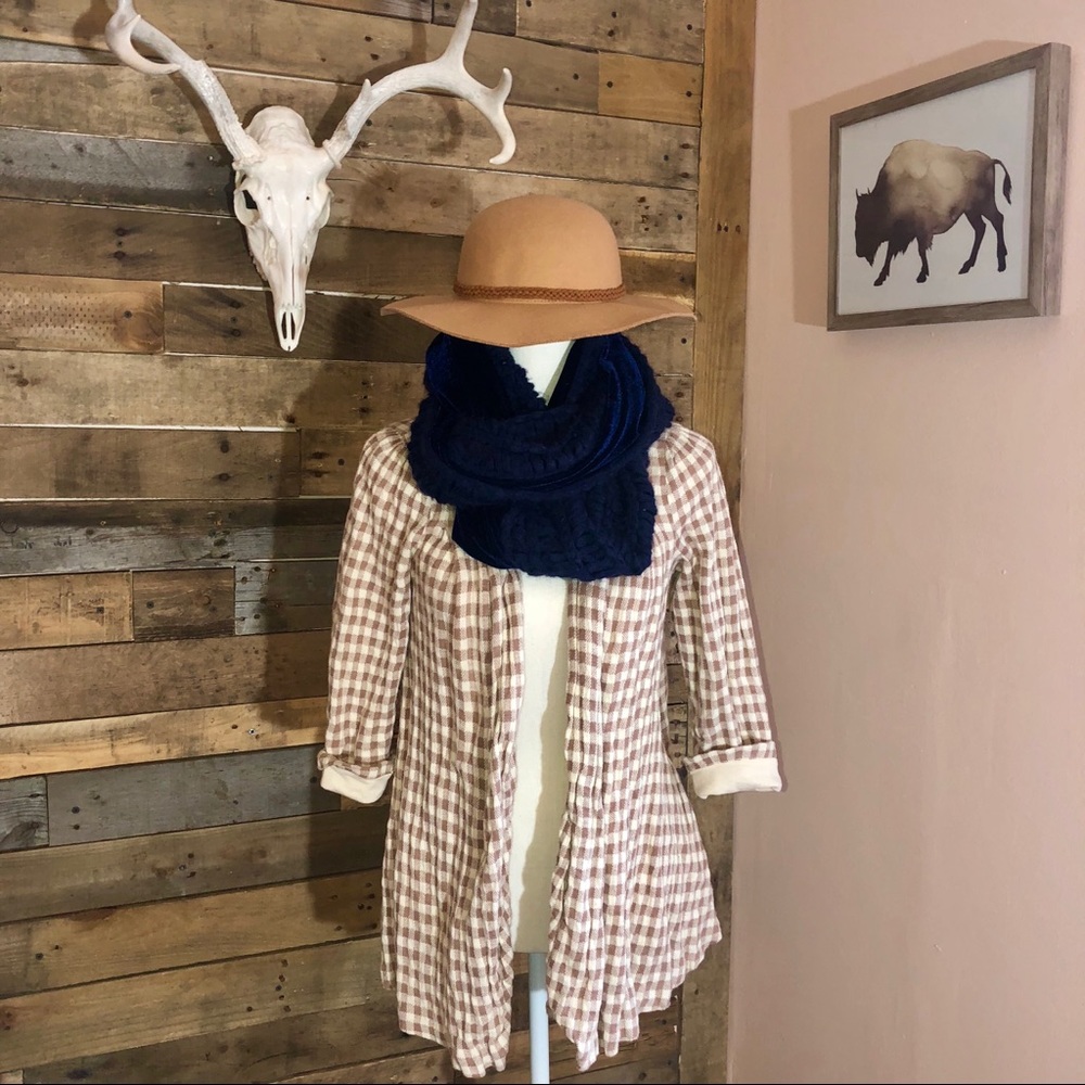 - Knitted & knotted cottage core open front checkered cardigan - Picture 1 of 6
